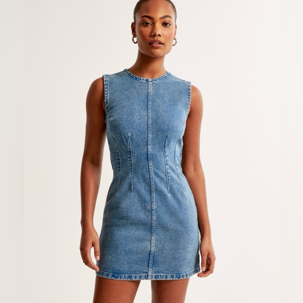 Abercrombie Denim Mini Shell Dress BNWT XL T Cream